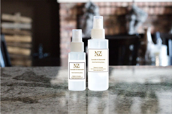 Hand Sanitizing Spray With Lavender & Chamomile Our hand sanitizing spray is crafted with 99.9% alcohol to meet WHO standards.