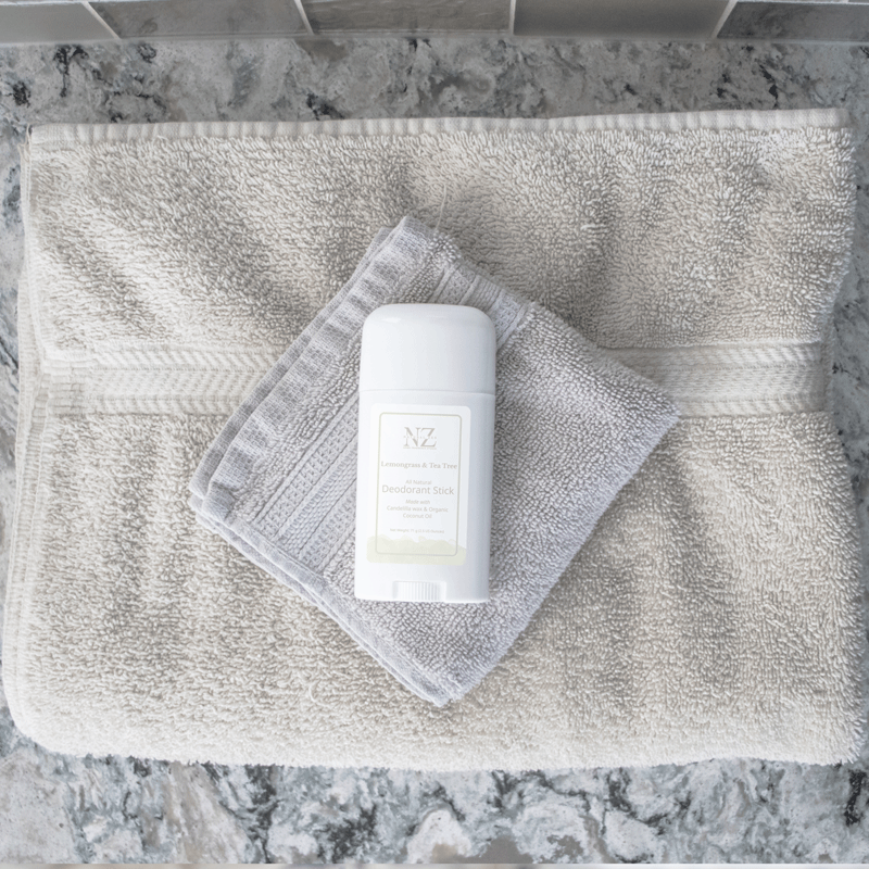 The citrusy, uplifting smell of lemongrass blends with the fresh camphoraceous notes of tea tree for a mood boosting powerhouse duo. Lemongrass is antifungal and antiseptic and has a wonderful mood enhancing, uplifting scent. We have blended it with Tea Tree which disinfects, removes odor, treats skin infections. A natural deodorant that works and smells fresh